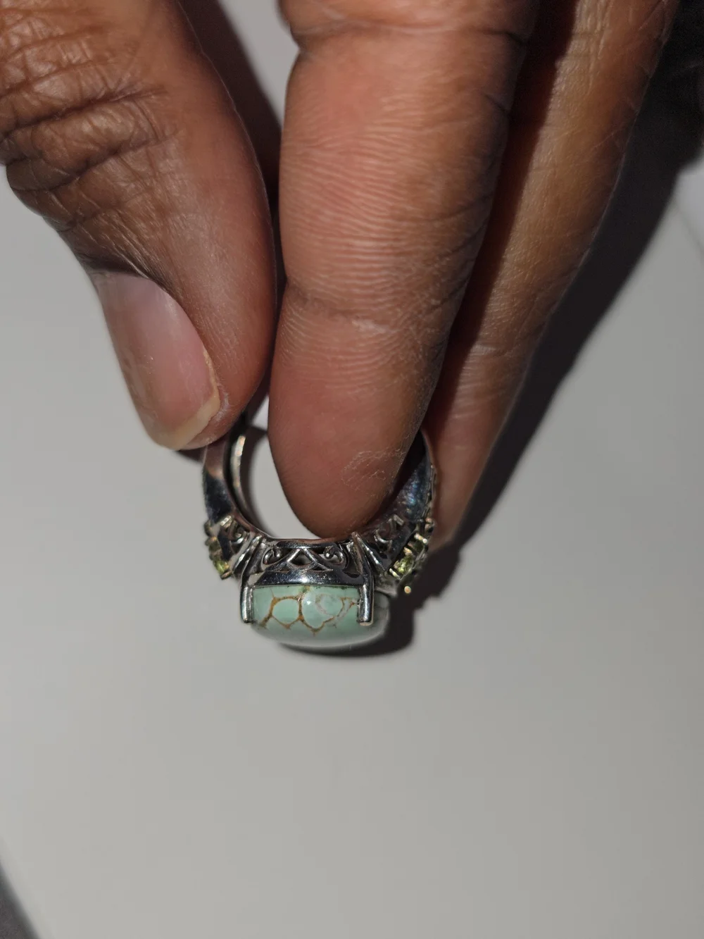 Sterling Silver Mint Green Howlite Statement Ring